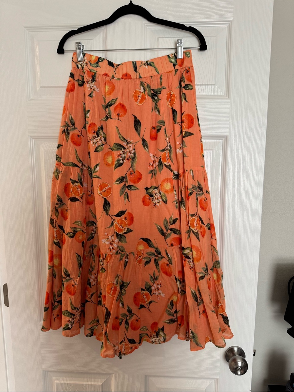 LOFT Women’s Orange Floral Midi Skirt - Picture 3 of 5